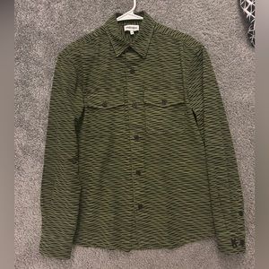 Kenzo Olive Green Wave-Pattern Lightweight Shirt Jacket